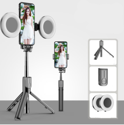 4in1 Wireless Bluetooth-compatible Selfie Stick LED Ring Light Extendable Handheld