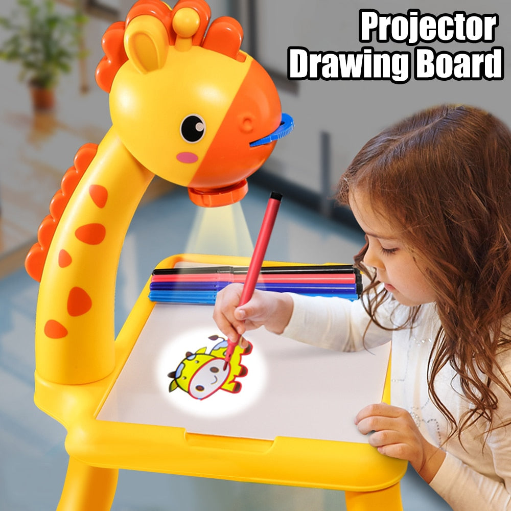 Children LED Projector Drawing Board Kids Painting Table Desk Montessori Educational Learning Writing Tablet For Boy Girl Toys