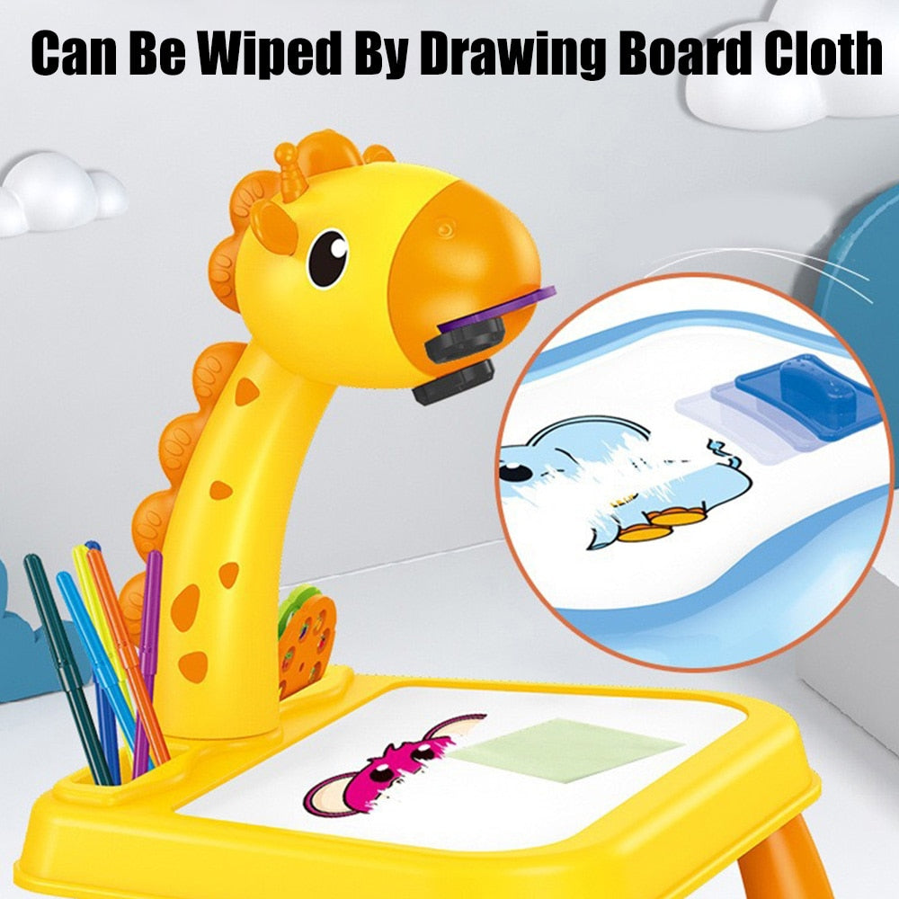 Children LED Projector Drawing Board Kids Painting Table Desk Montessori Educational Learning Writing Tablet For Boy Girl Toys