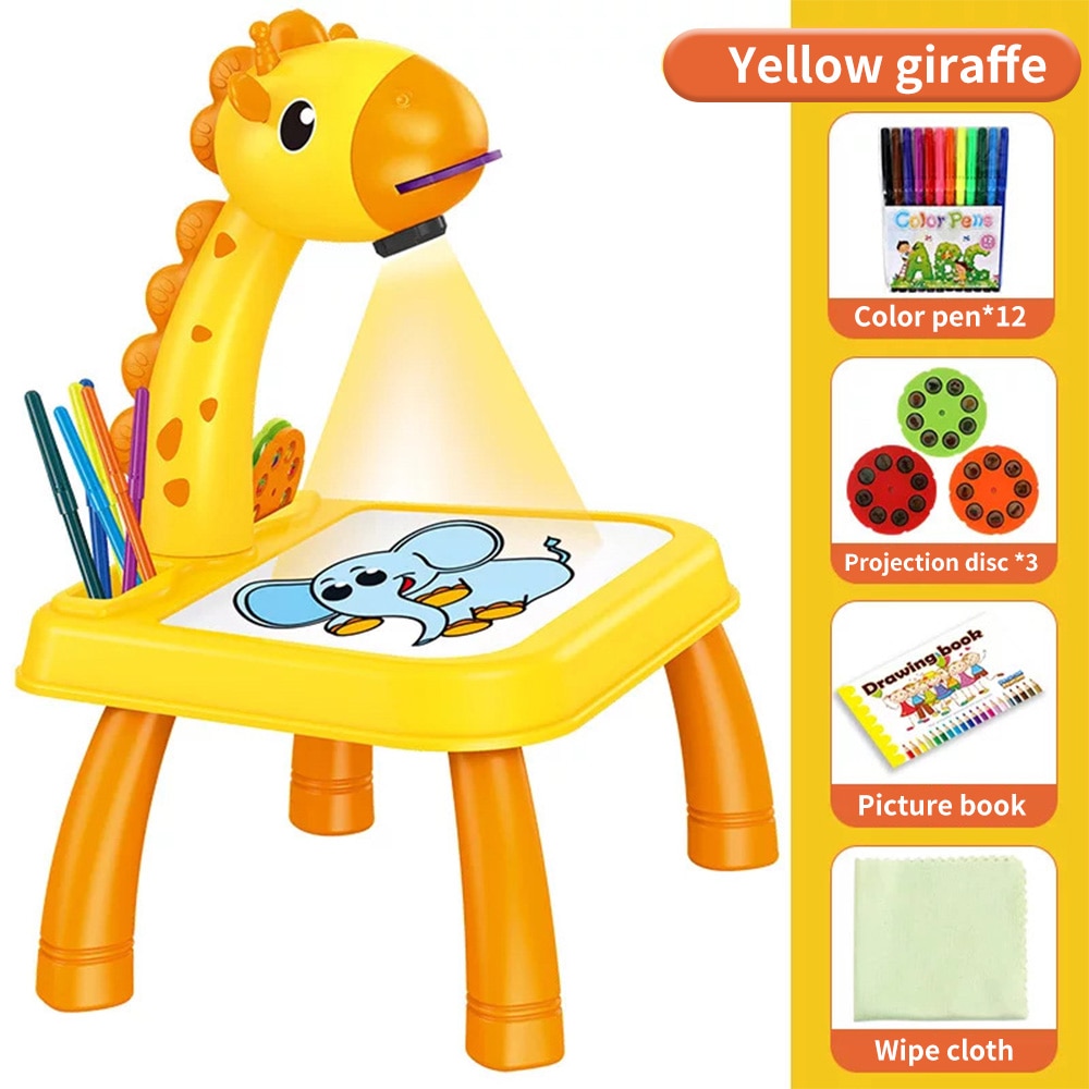 Children LED Projector Drawing Board Kids Painting Table Desk Montessori Educational Learning Writing Tablet For Boy Girl Toys