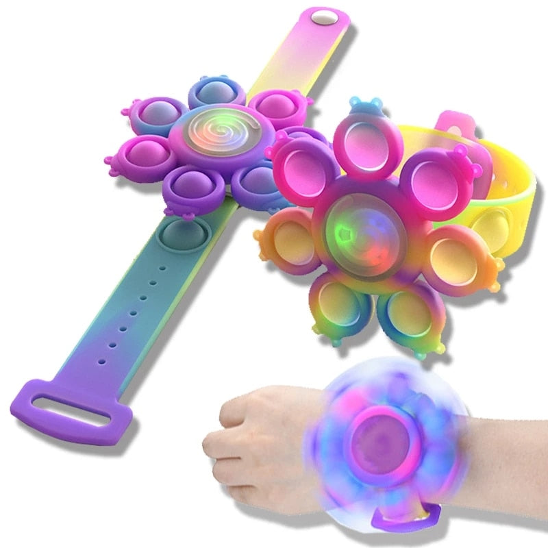 octopus Spinning top Popping Fidget Toys Its Anti stress Wristband Whirl Light Silicagel Bracelet Kawaii Push Bubble Kids gifts