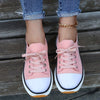 New Sneakers Stretch Fabric Ladies Lace Up Casual Shoes